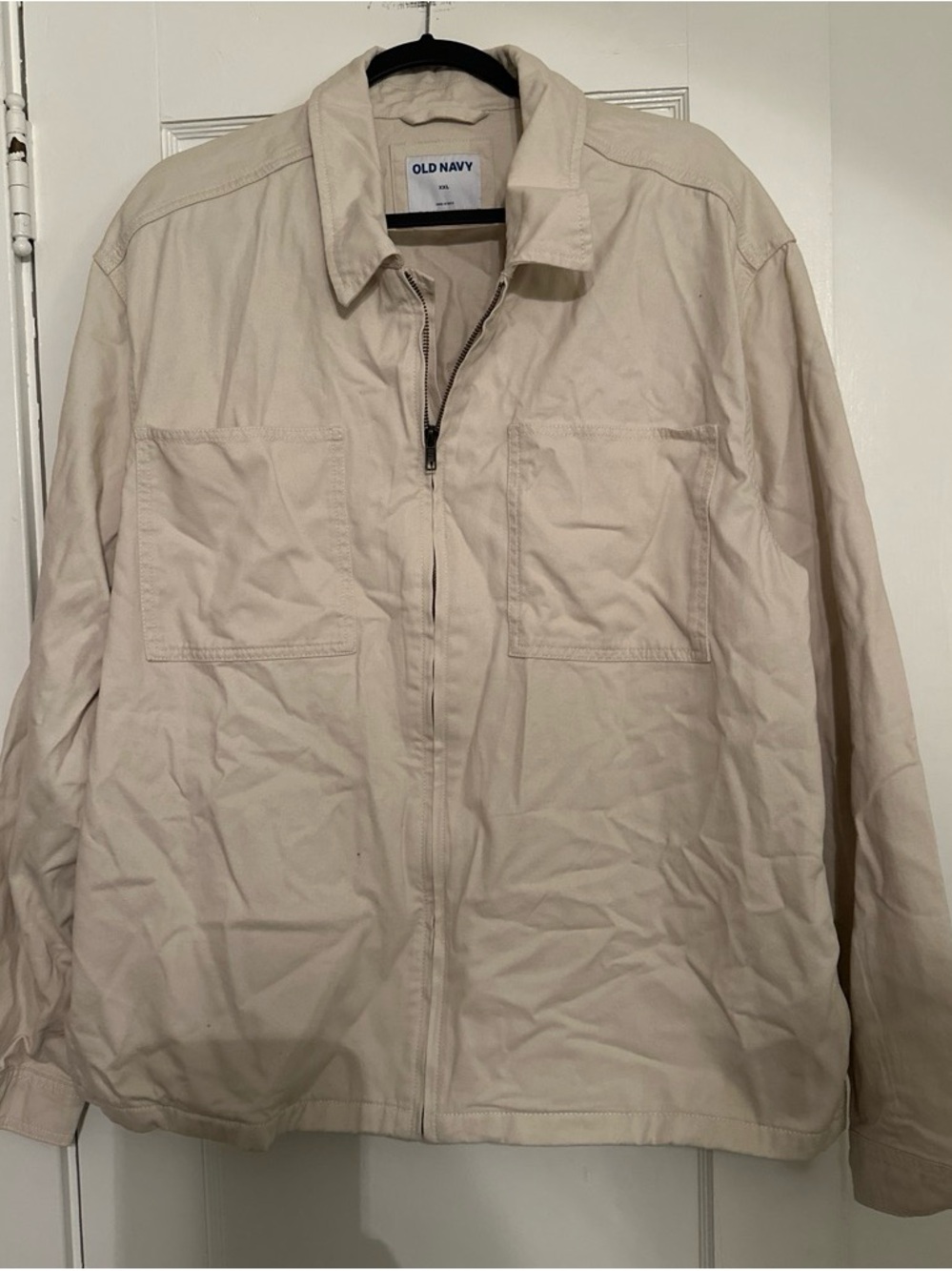 Old Navy Men's Light Beige Zip-Up Shirt Jacket